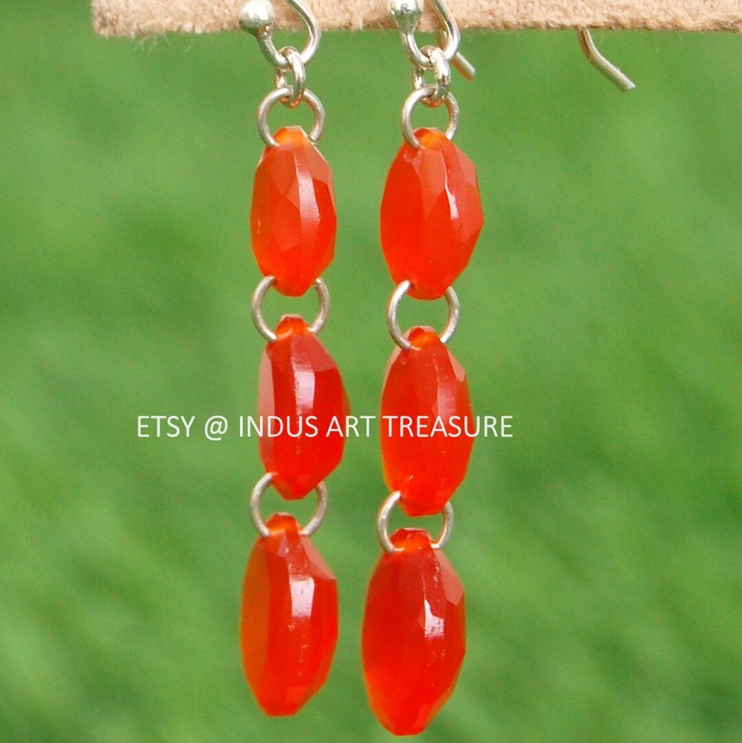 Carnelian Long Dangling Earrings