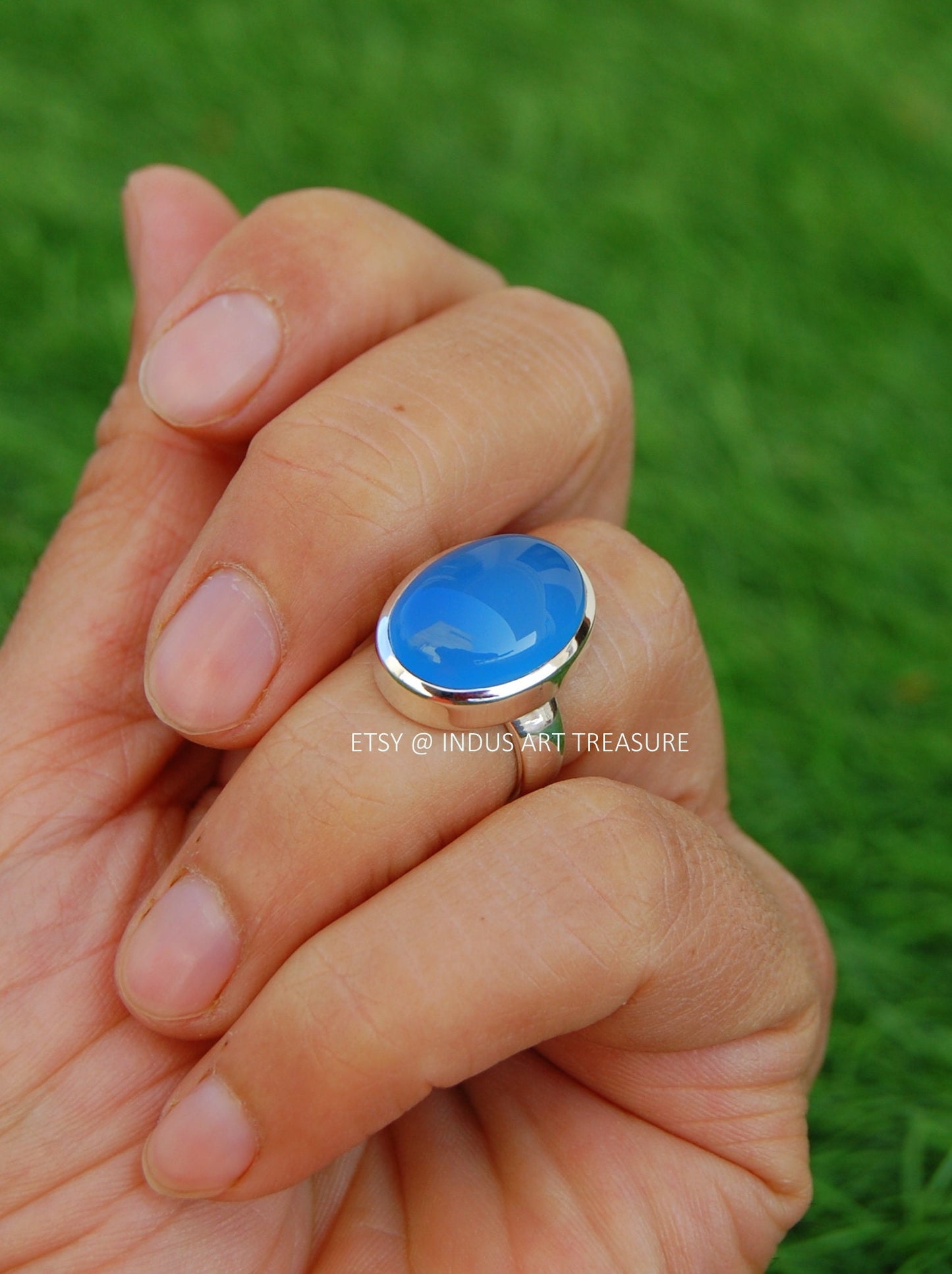 Aqua Chalcedony Ring