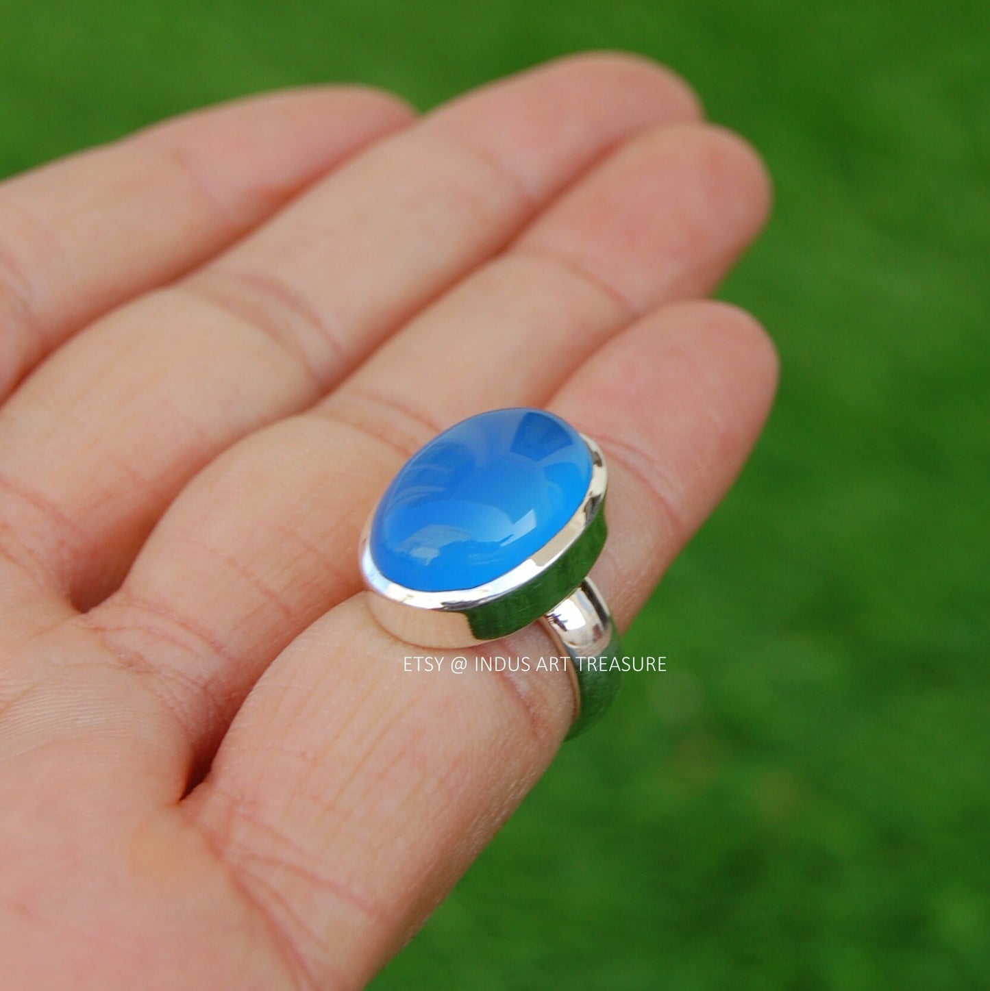 Aqua Chalcedony Ring