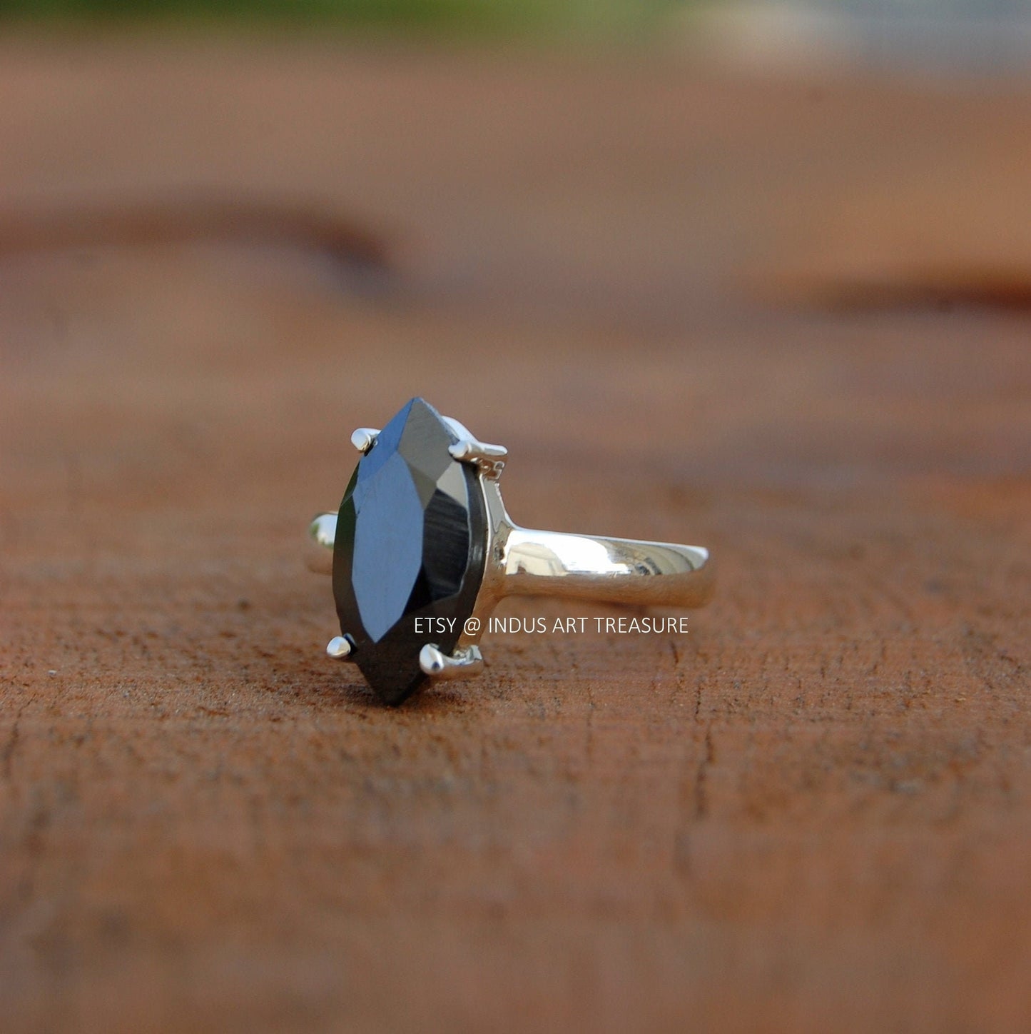 Hematite Marquise Prong Setting Ring