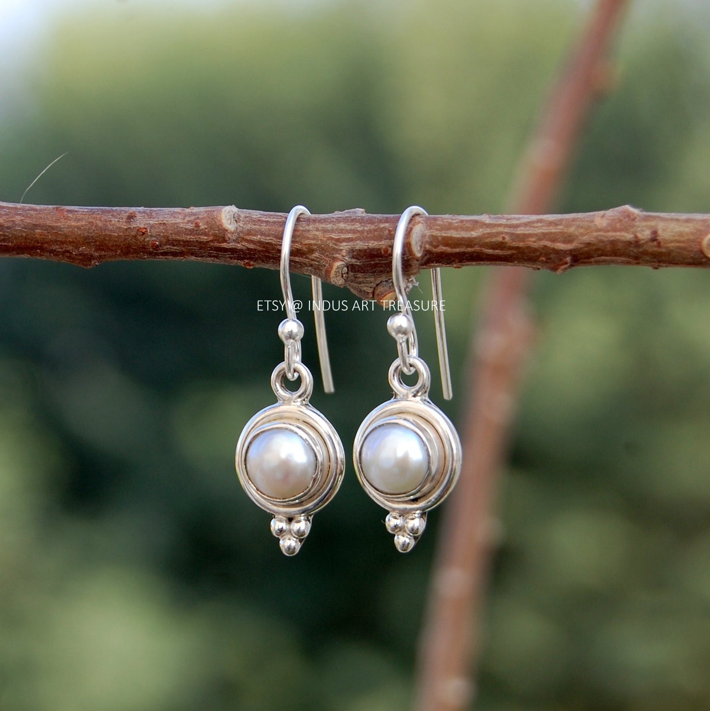 Fresh Water White Pearl Boho Earrings