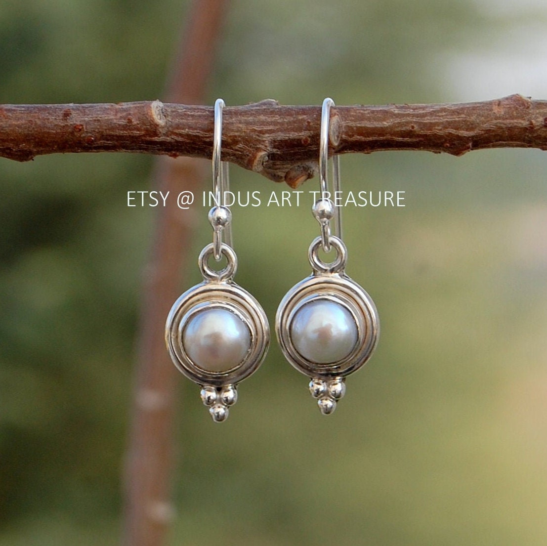 Fresh Water White Pearl Boho Earrings