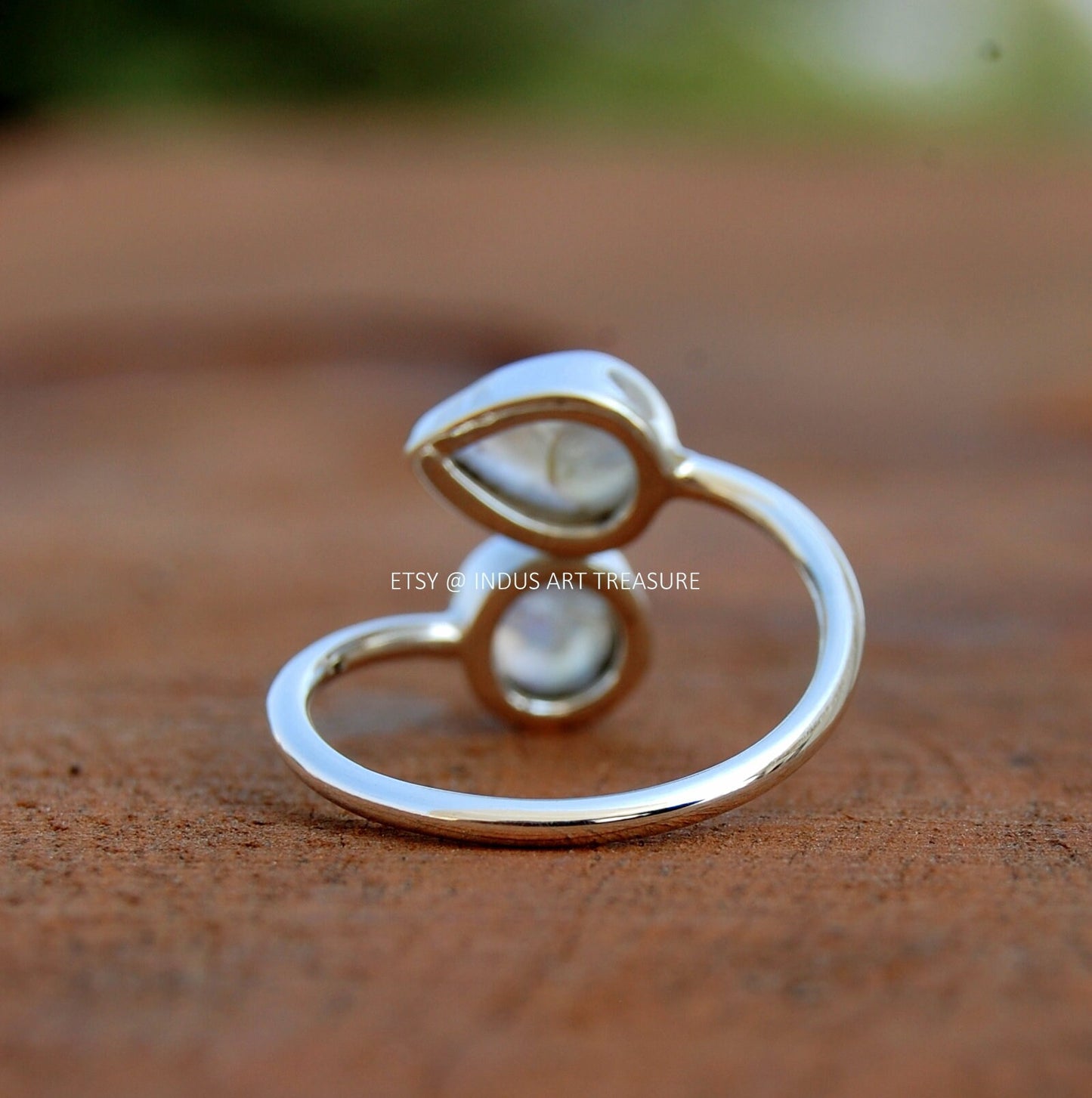Rainbow Moonstone Coil Ring
