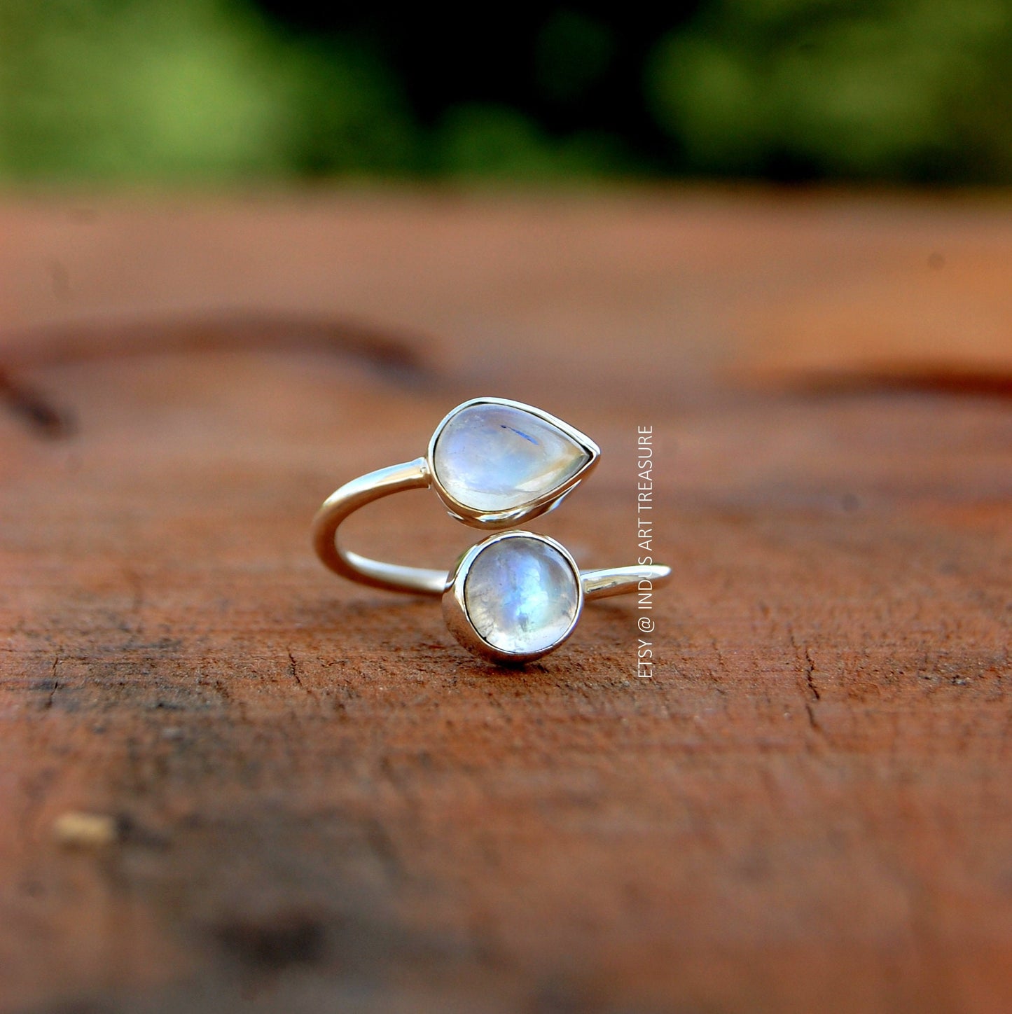Rainbow Moonstone Coil Ring