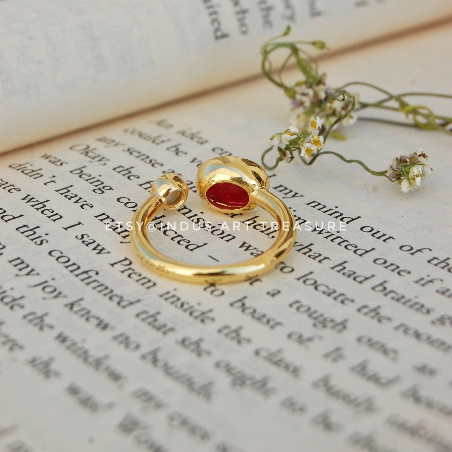 Ruby Pearl Gold Plated Ring