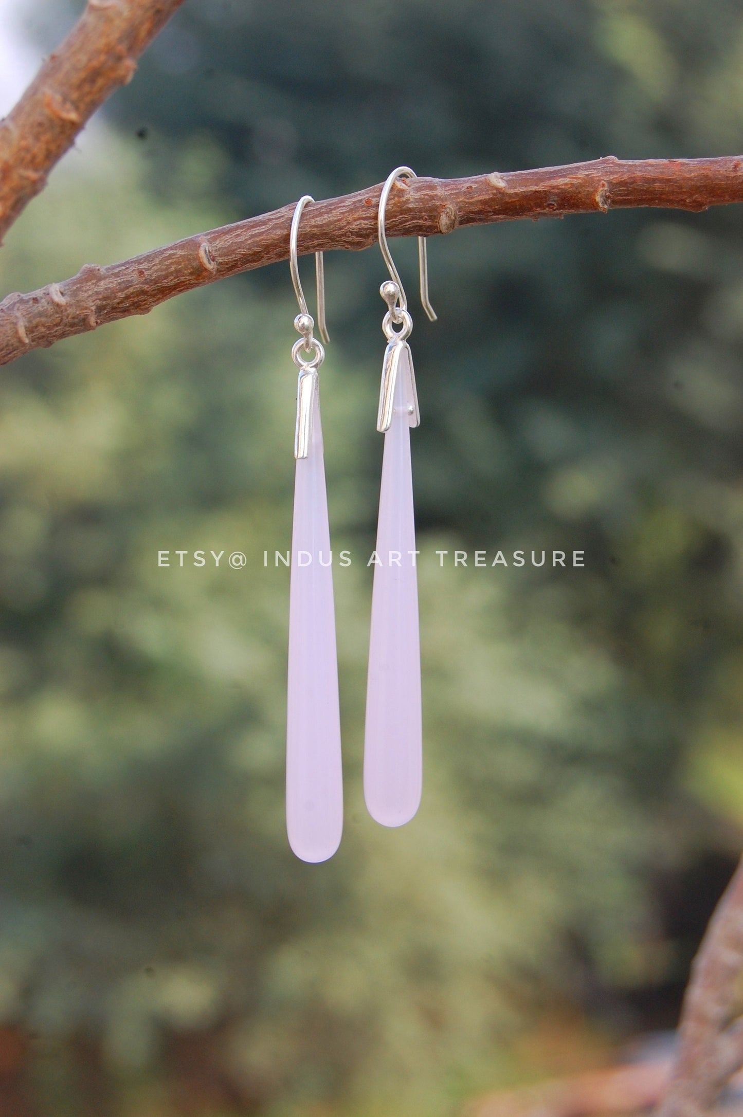 Pink Chalcedony 50mm Long Earrings