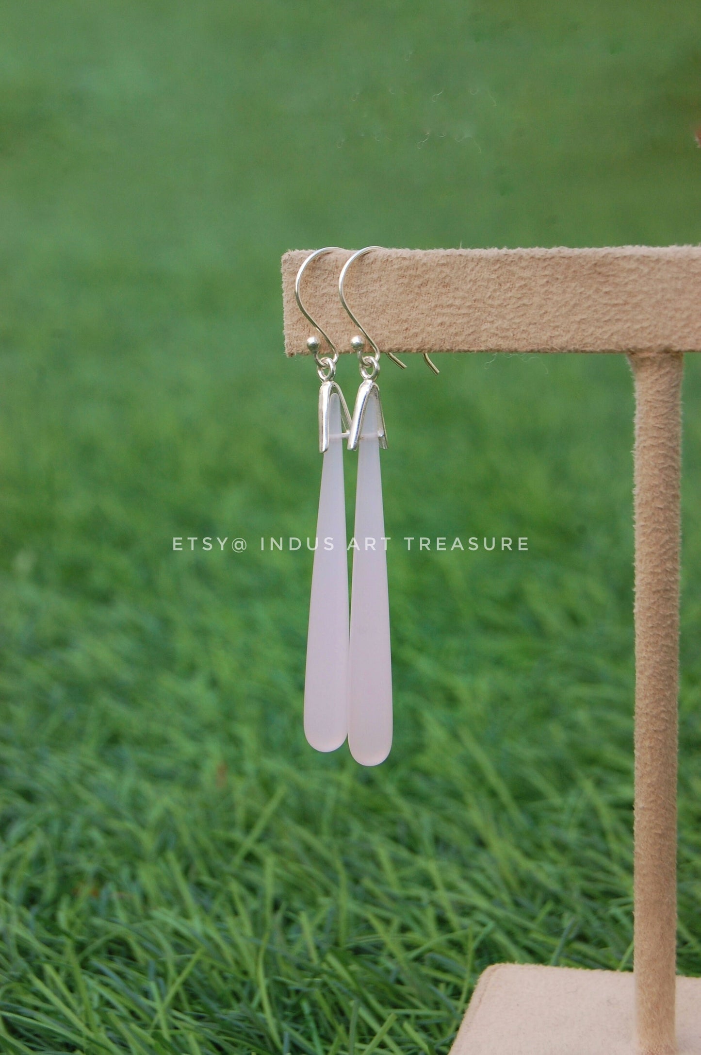 Pink Chalcedony 50mm Long Earrings