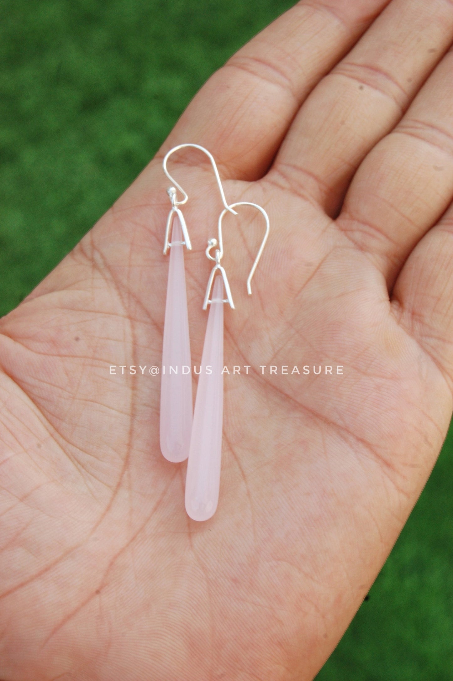 Pink Chalcedony 50mm Long Earrings