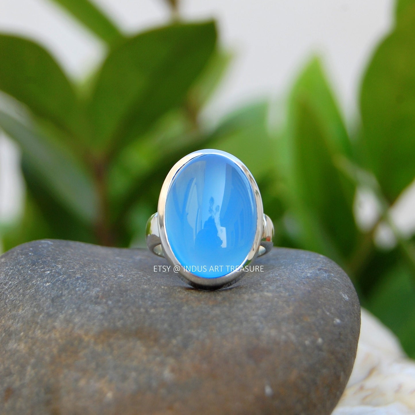 Aqua Chalcedony Ring