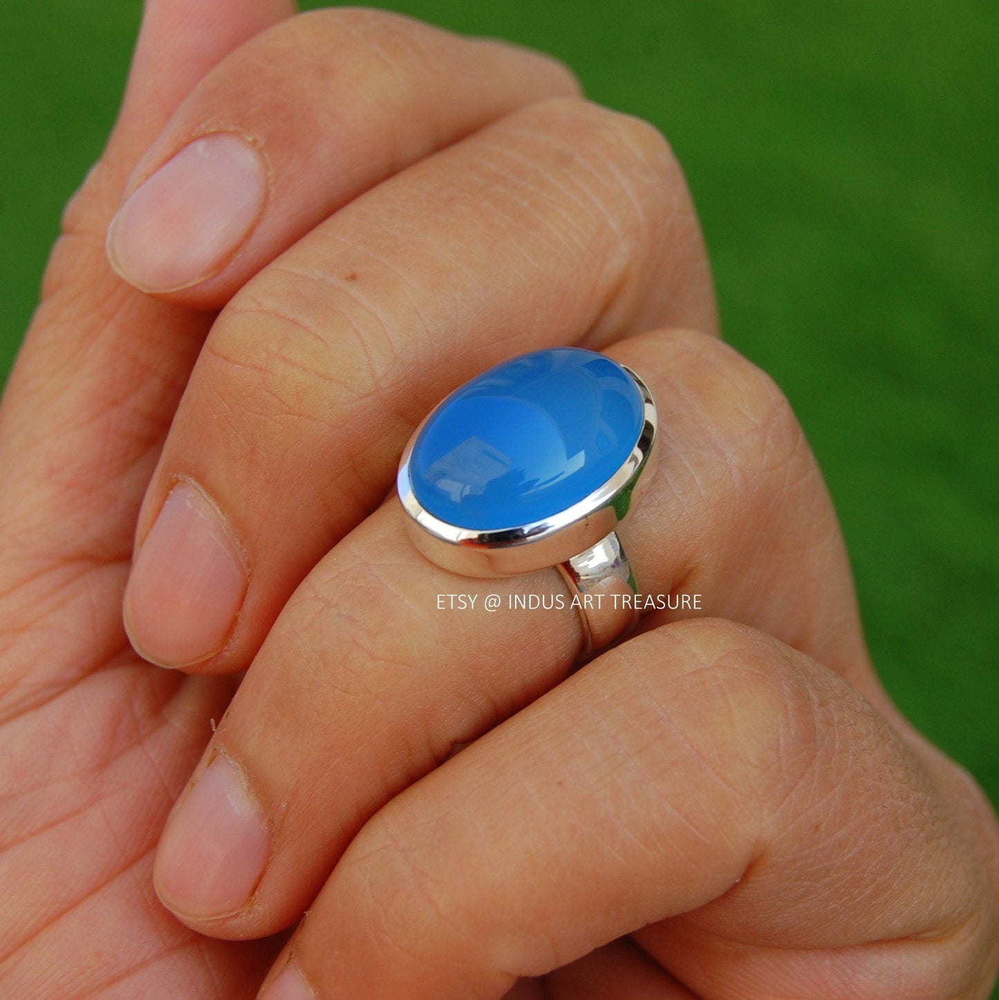 Aqua Chalcedony Ring