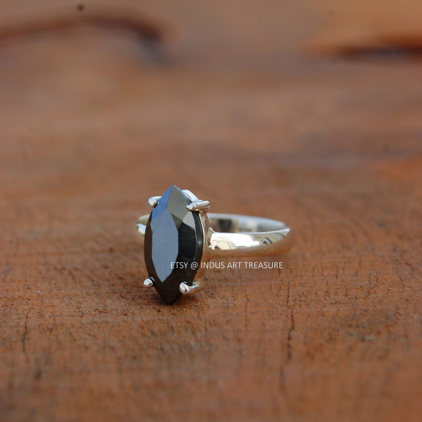 Hematite Marquise Prong Setting Ring