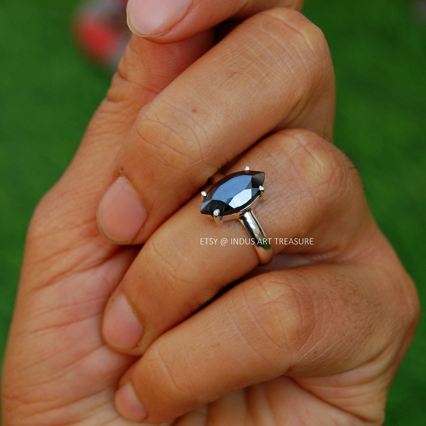 Hematite Marquise Prong Setting Ring