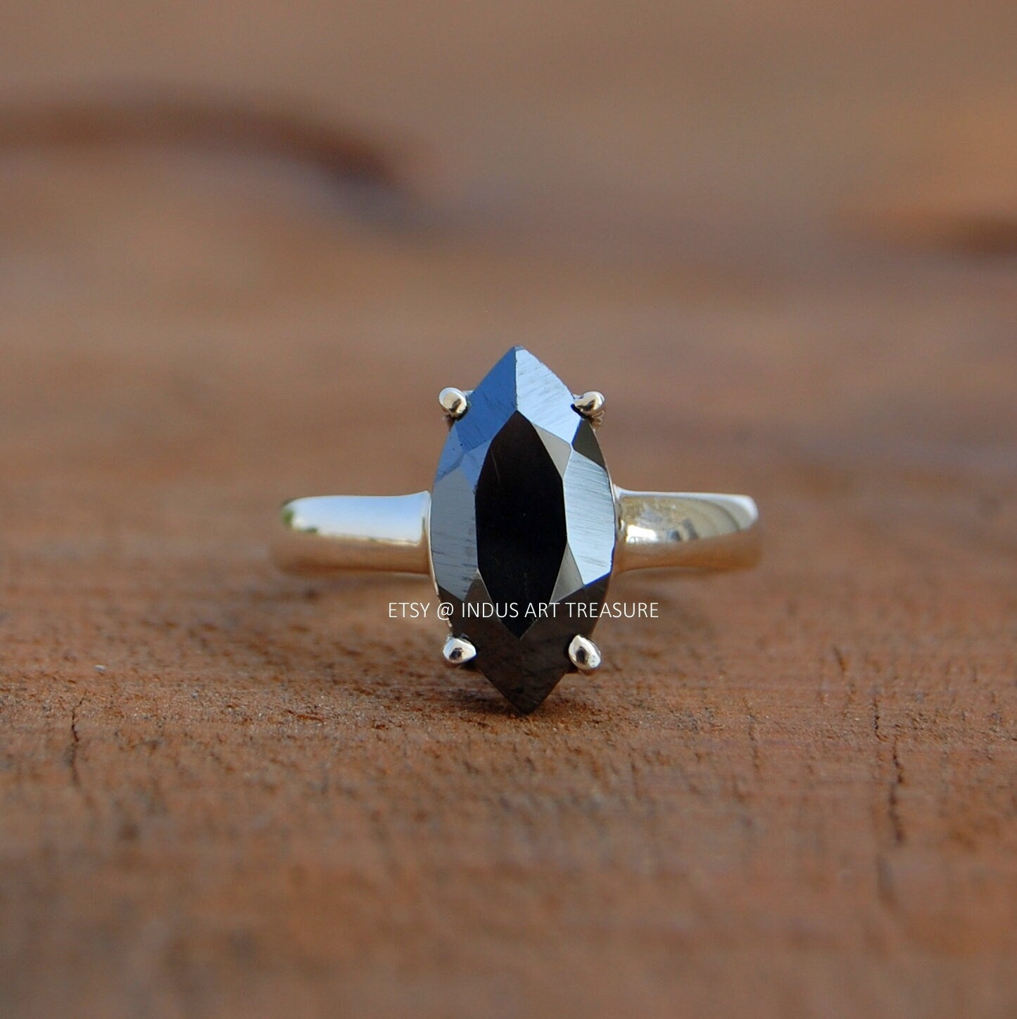 Hematite Marquise Prong Setting Ring
