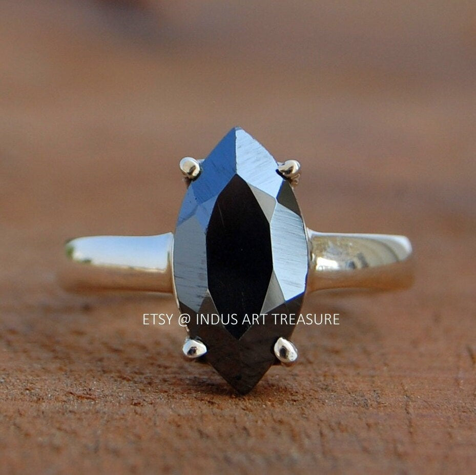 Hematite Marquise Prong Setting Ring