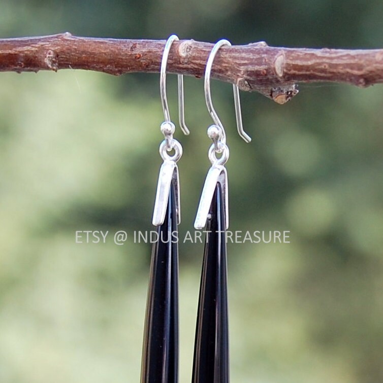 Black Onyx 50mm Long Earrings