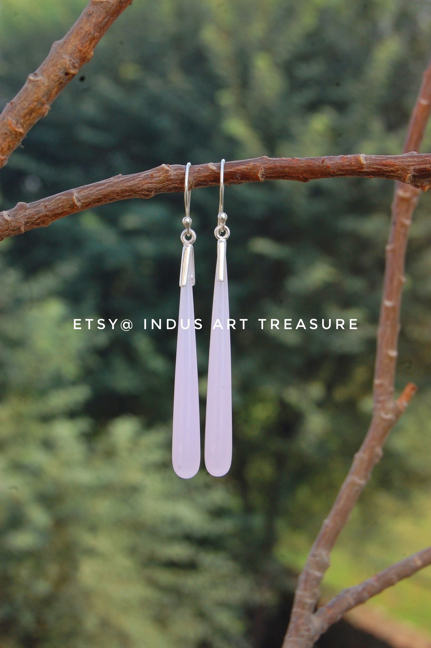 Pink Chalcedony 50mm Long Earrings