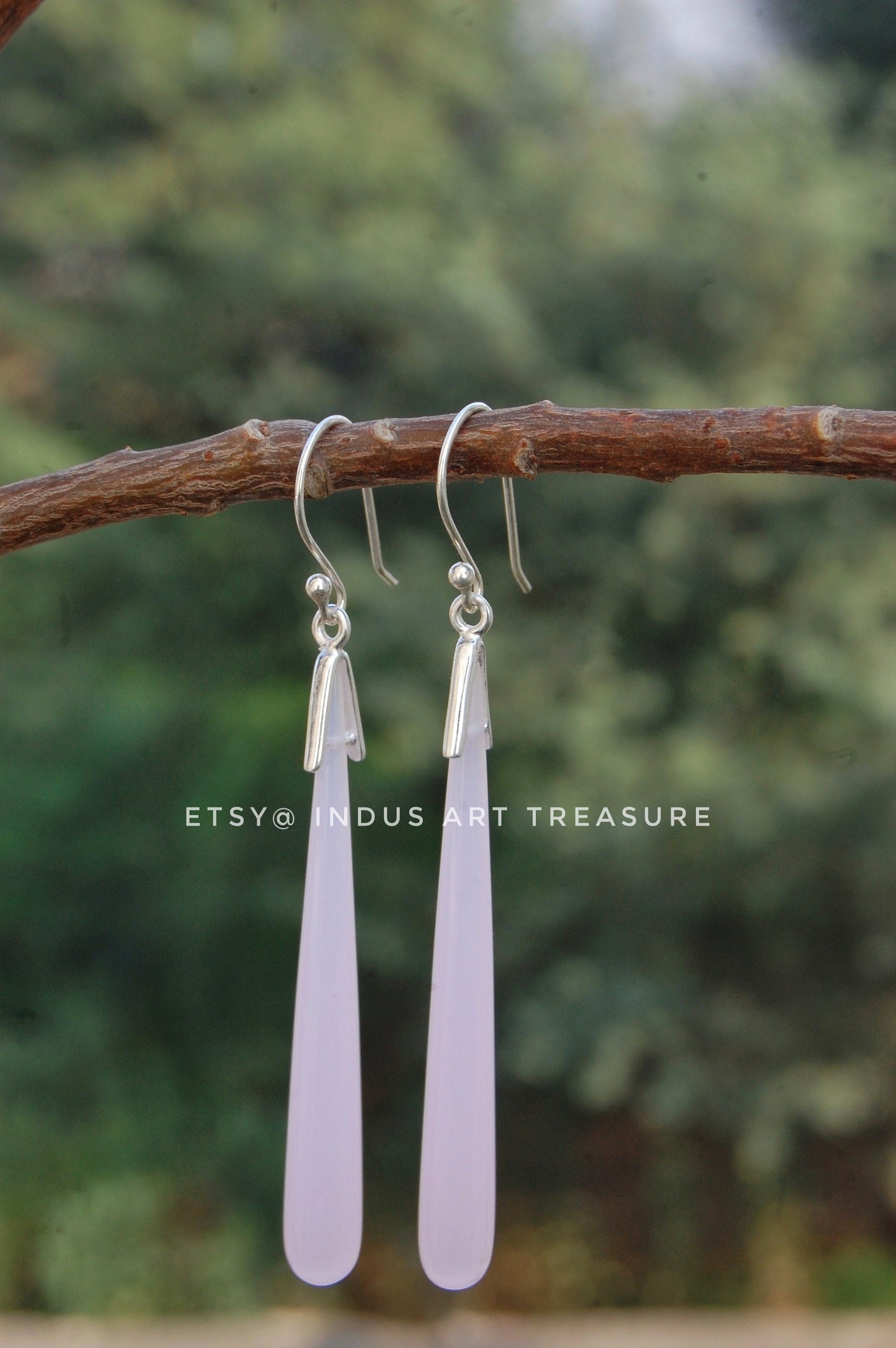 Pink Chalcedony 50mm Long Earrings