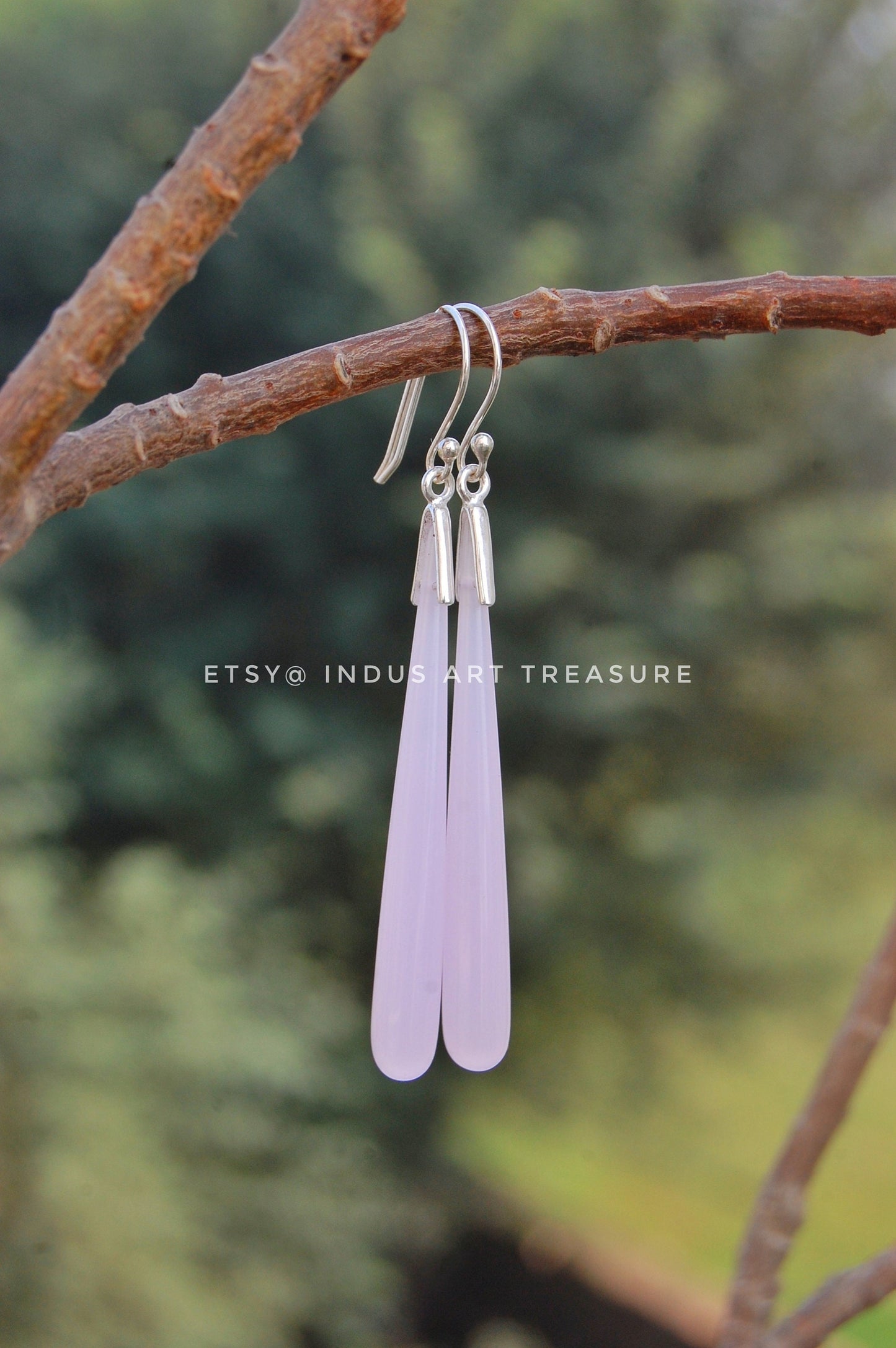 Pink Chalcedony 50mm Long Earrings