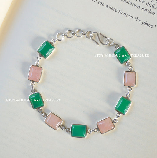 Rose Quartz & Green Onyx Bracelet