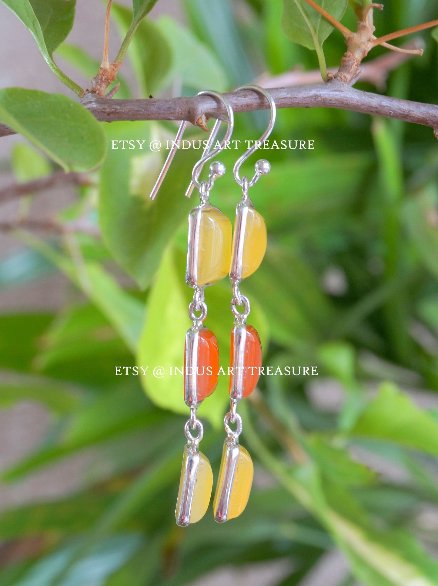 Carnelian -Yellow Onyx Earrings