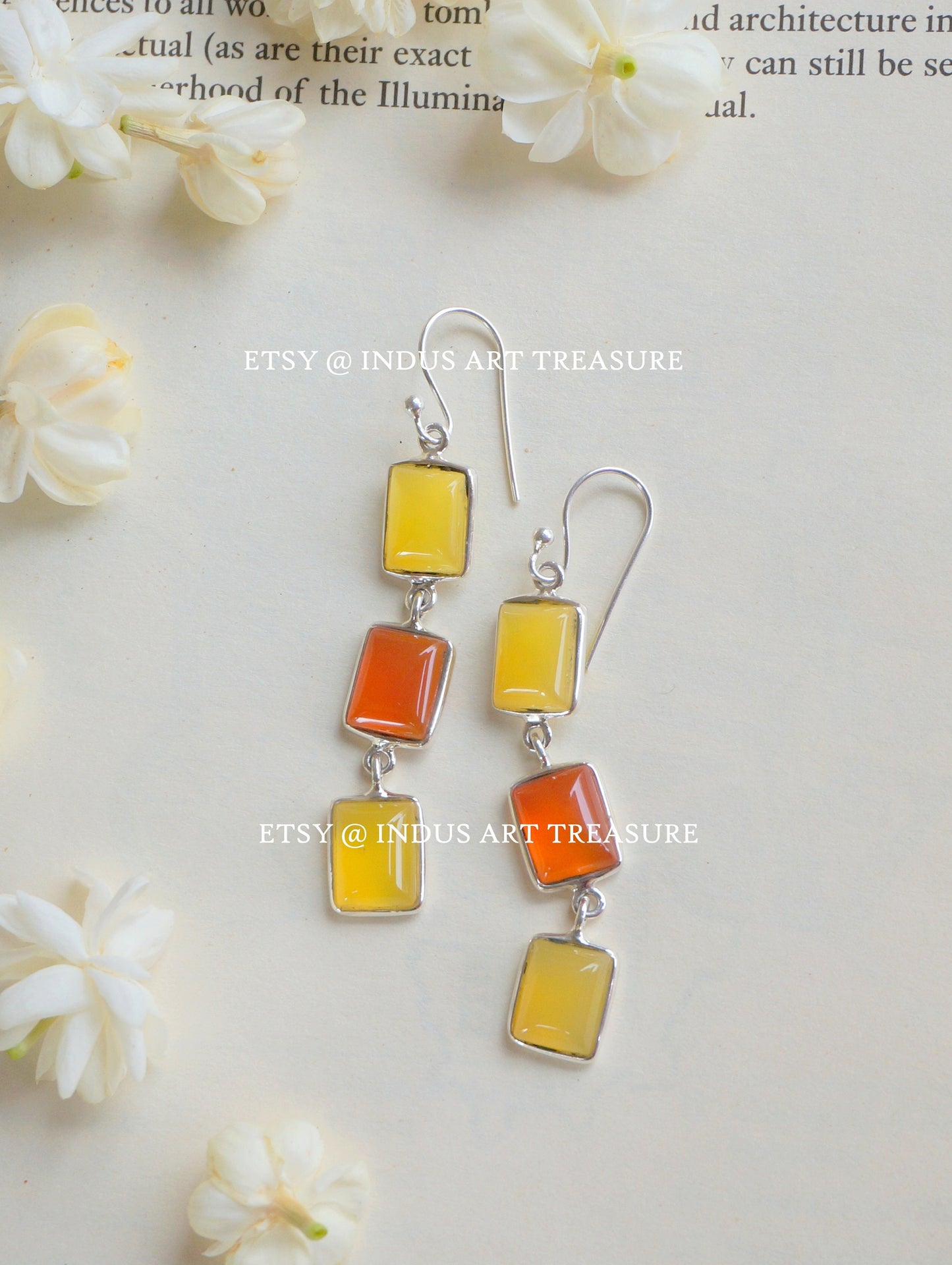 Carnelian -Yellow Onyx Earrings