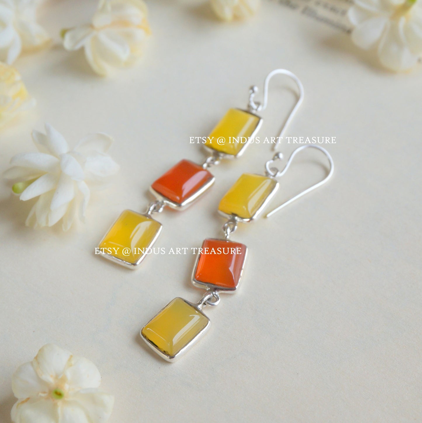 Carnelian -Yellow Onyx Earrings