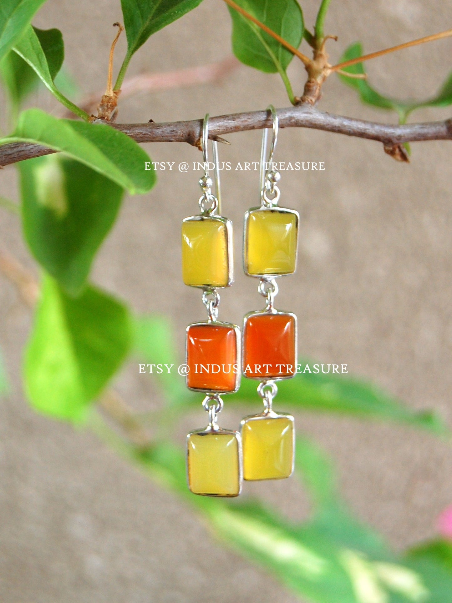 Carnelian -Yellow Onyx Earrings