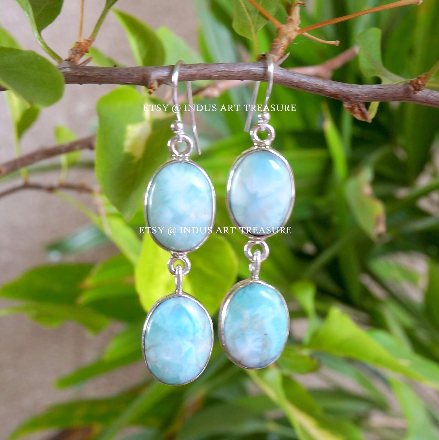 Larimar Long Dangle Earrings