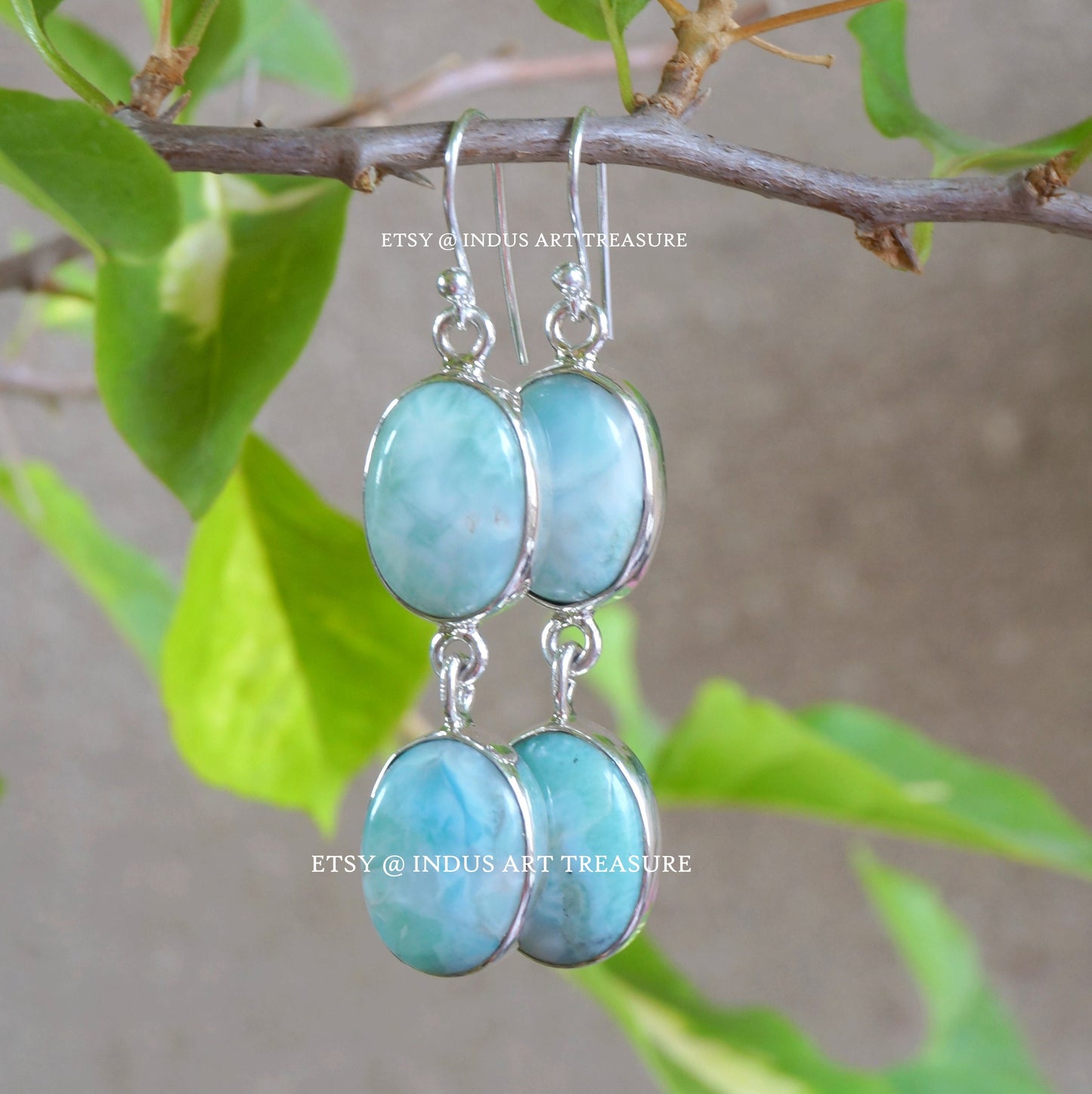 Larimar Long Dangle Earrings