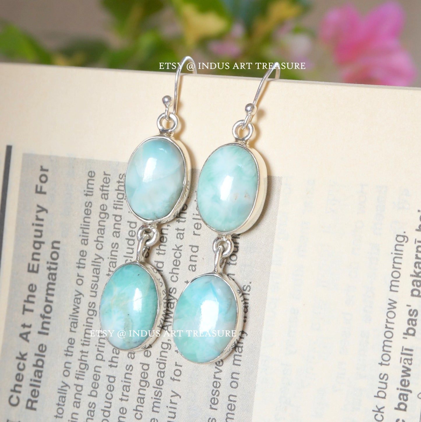 Larimar Long Dangle Earrings