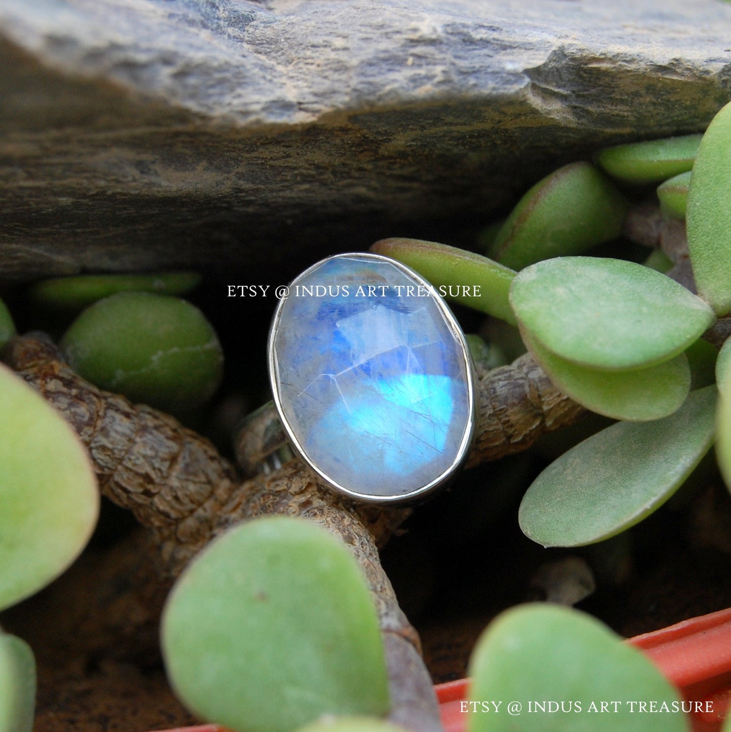 Rainbow Moonstone Oval Ring