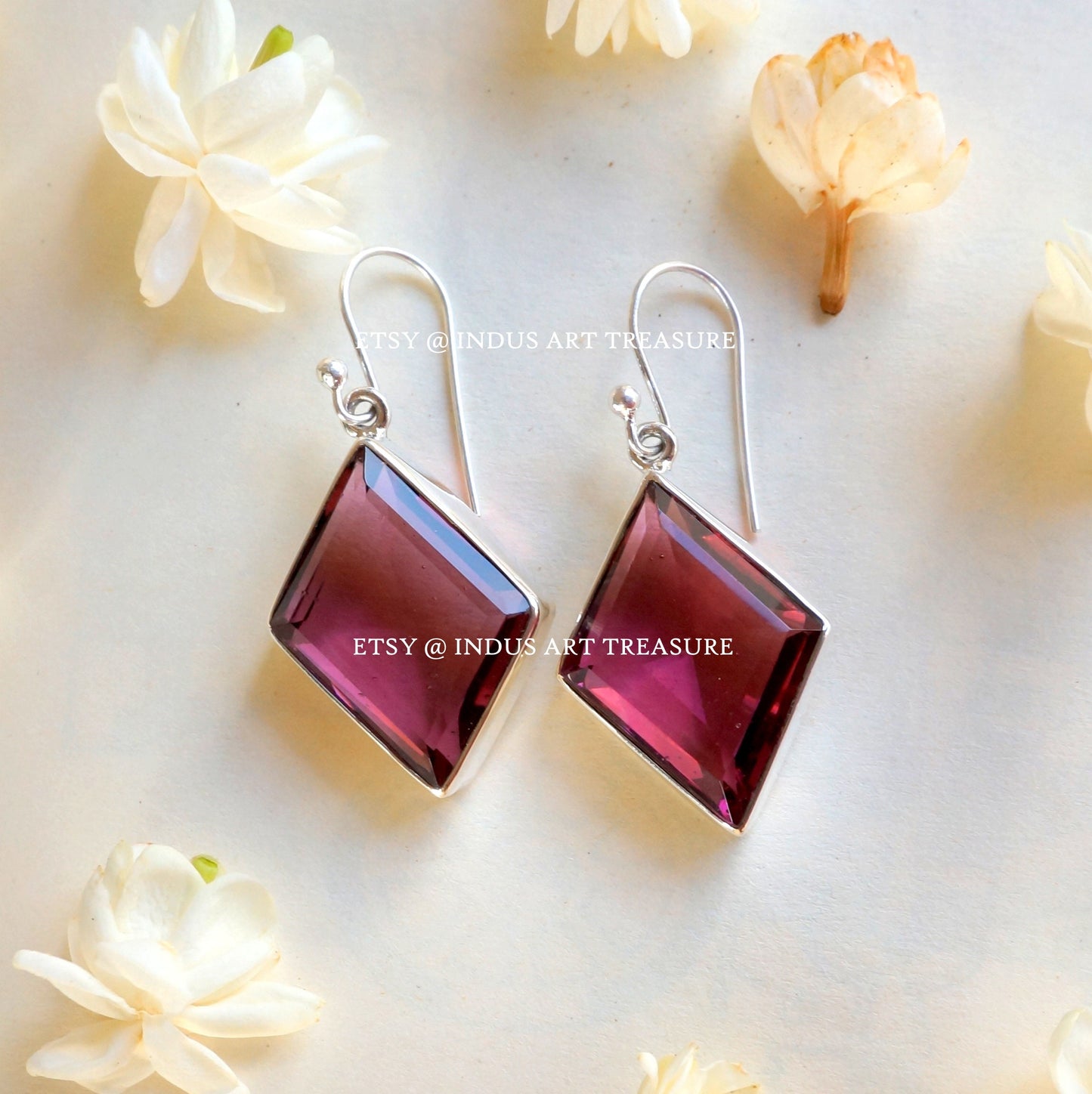 Pink Tourmaline Rhombus Earrings