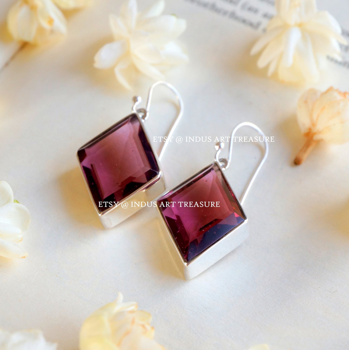 Pink Tourmaline Rhombus Earrings