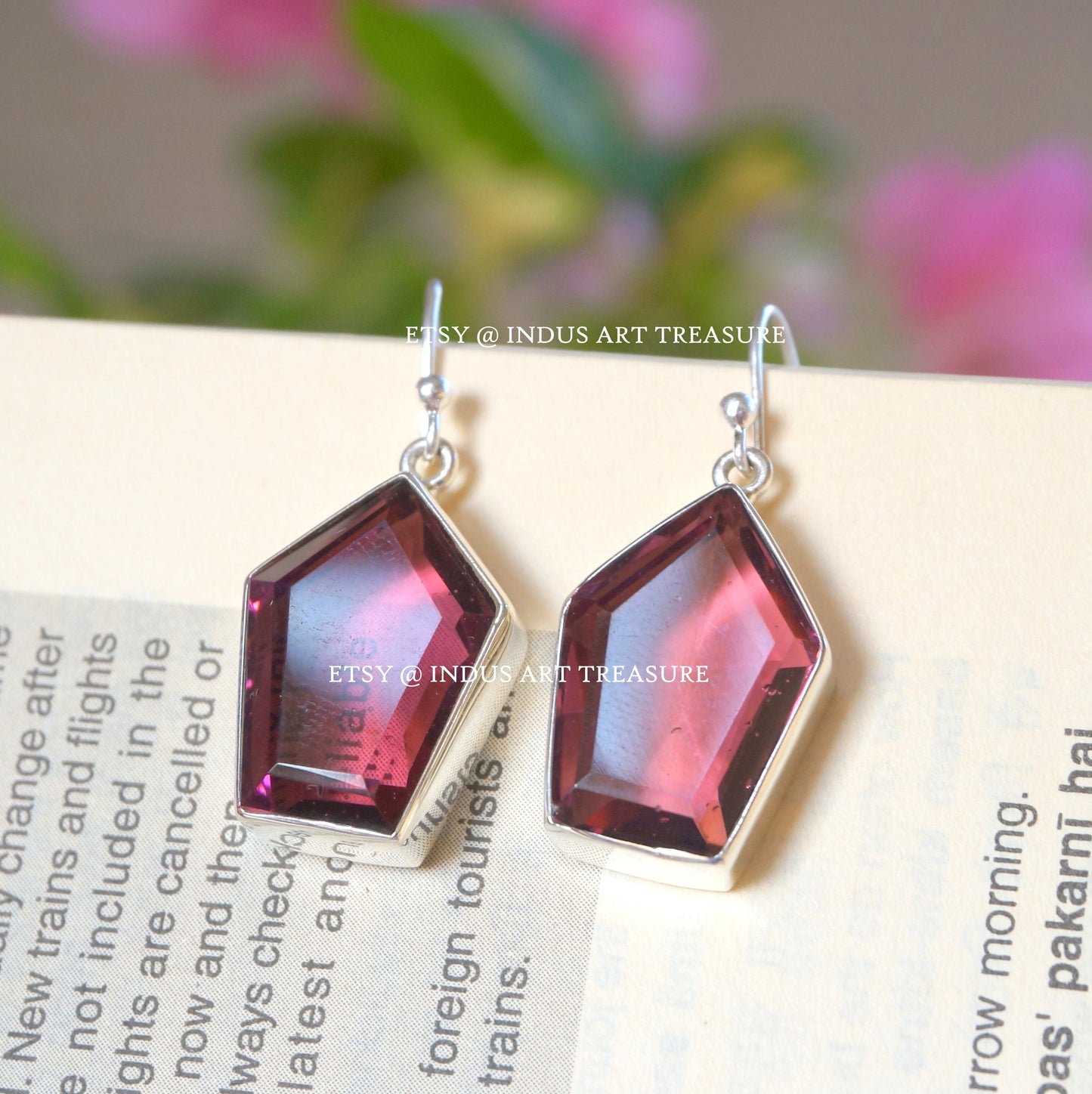 Pink Tourmaline Dangle Earrings