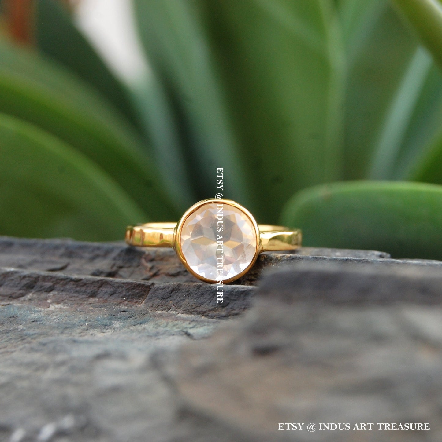 Rose Quartz Gold Plated Ring