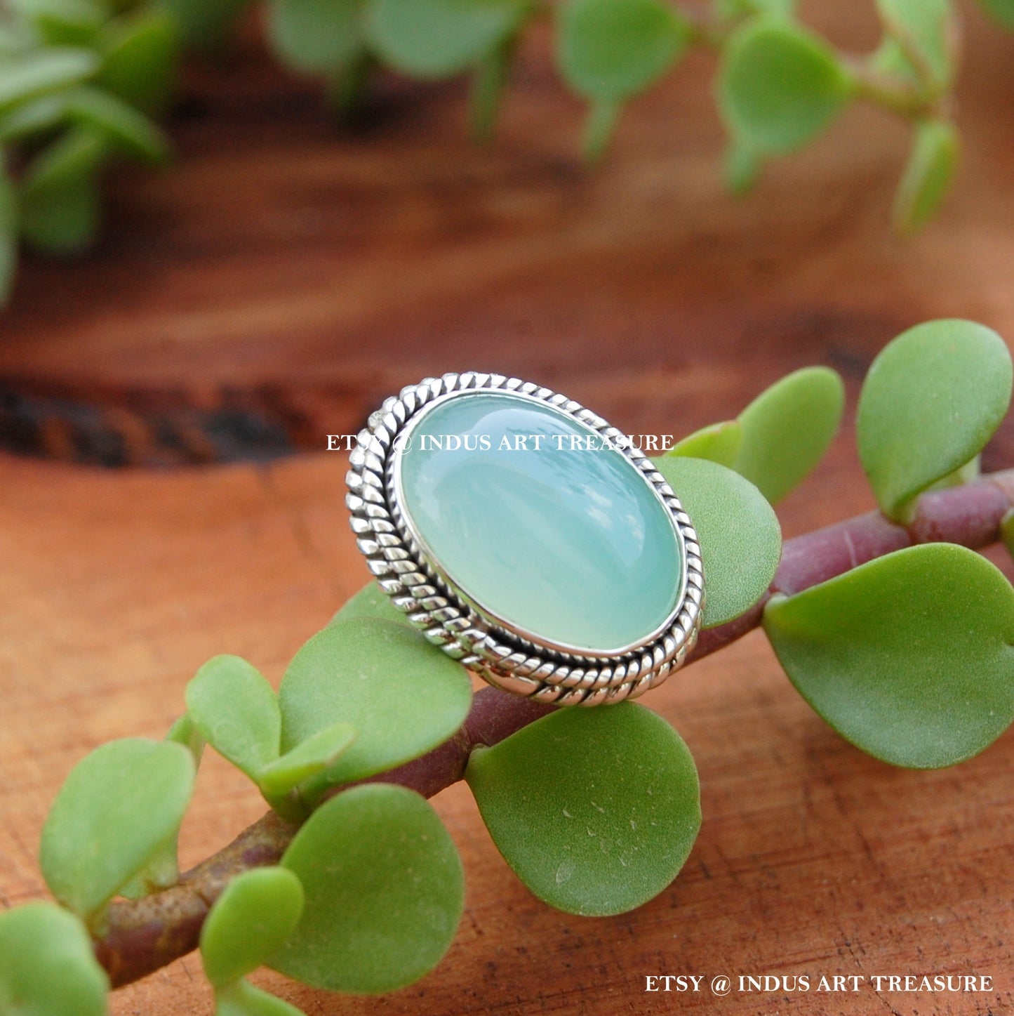 Aqua Chalcedony Ring
