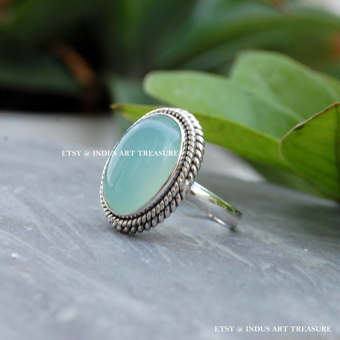 Aqua Chalcedony Ring