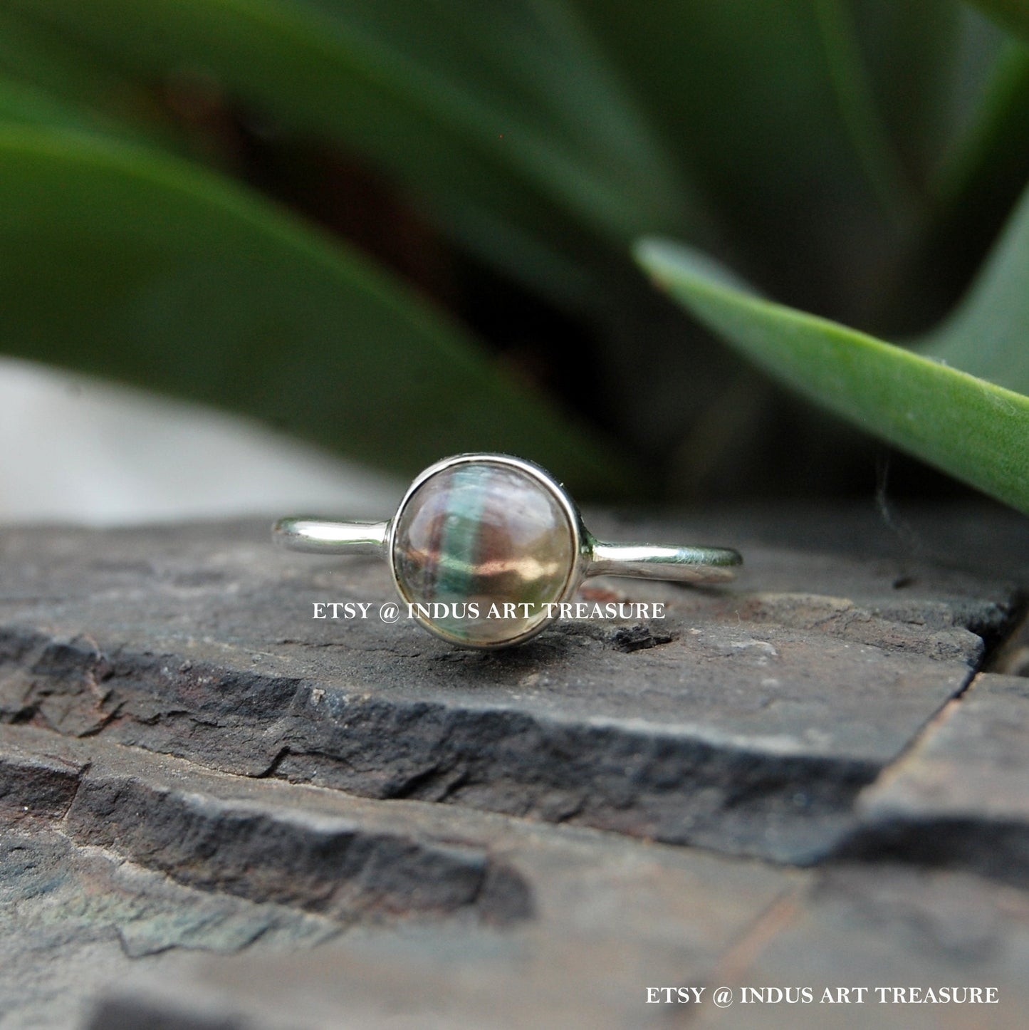 Multi Color Fluorite Ring