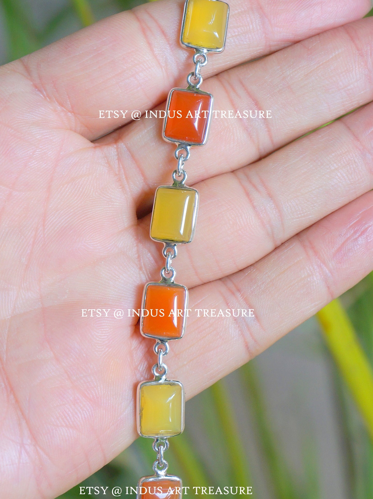 Carnelian Bracelet Yellow Onyx Gemstone Bracelet