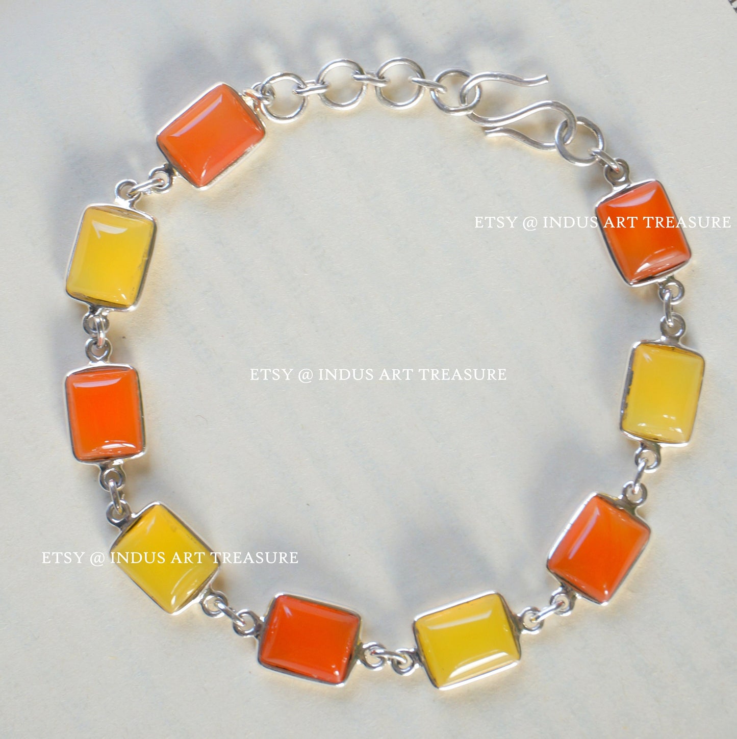 Carnelian Bracelet Yellow Onyx Gemstone Bracelet