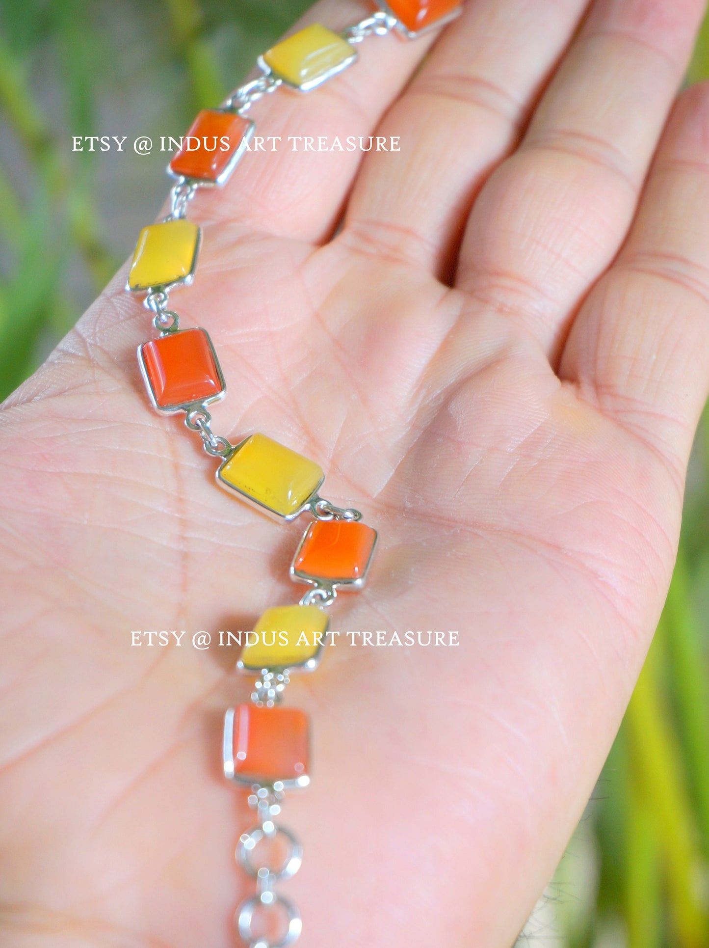 Carnelian Bracelet Yellow Onyx Gemstone Bracelet