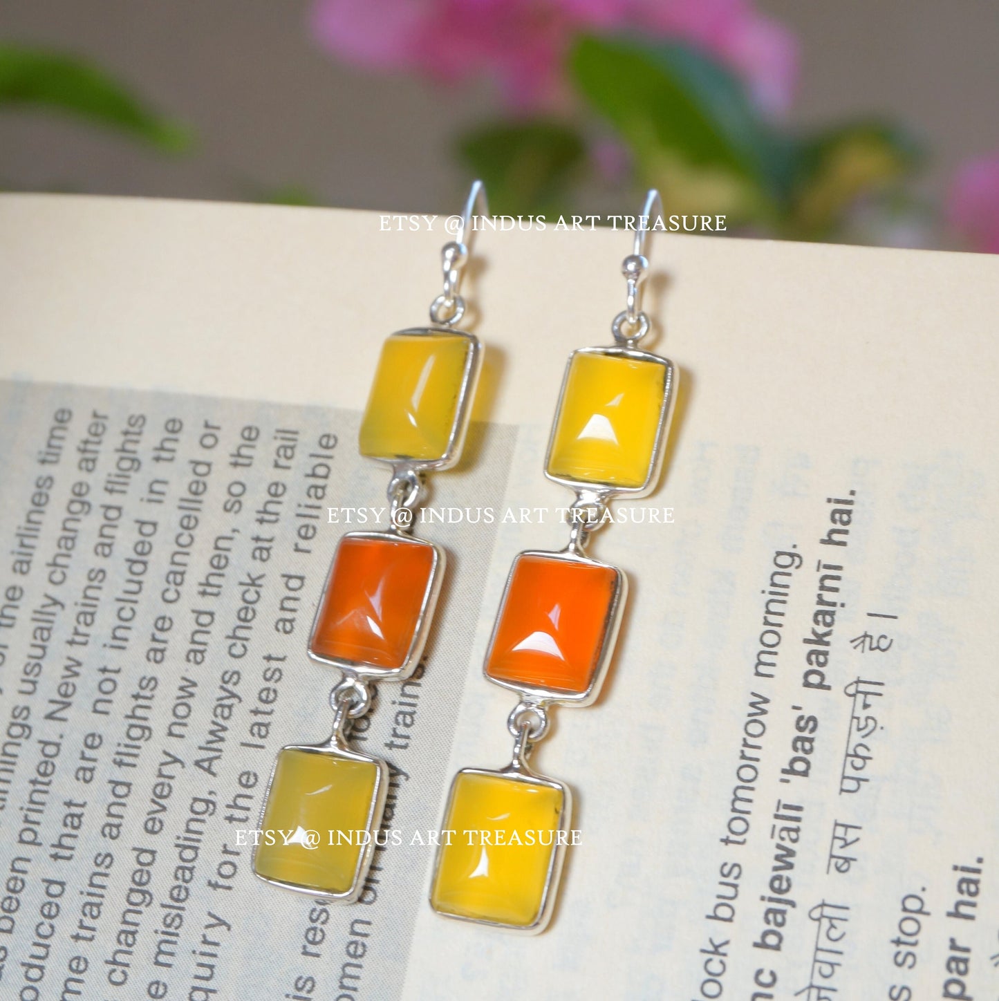 Carnelian -Yellow Onyx Earrings