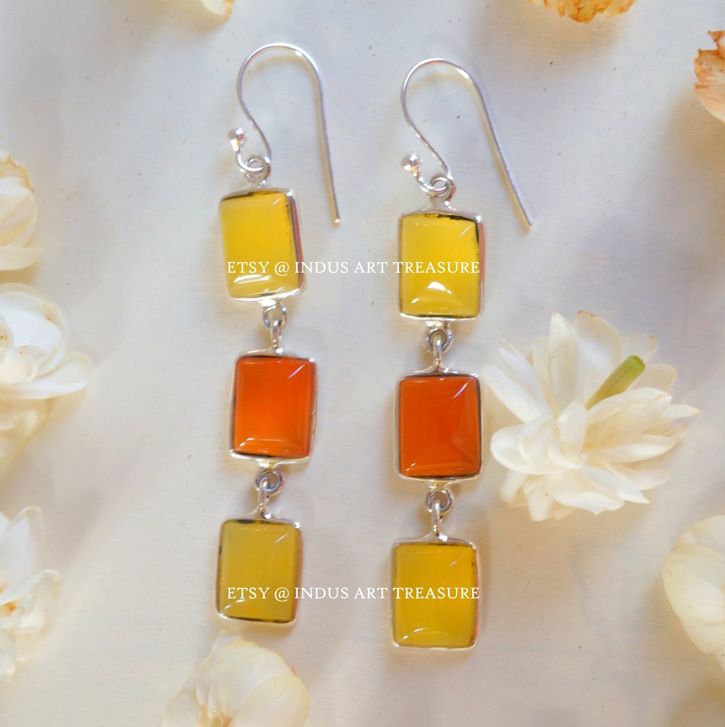 Carnelian -Yellow Onyx Earrings