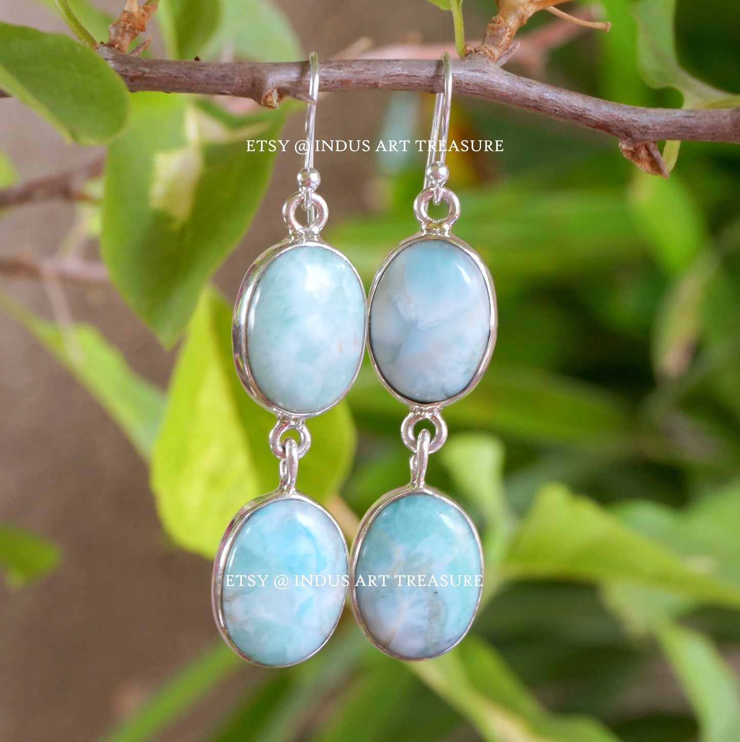 Larimar Long Dangle Earrings