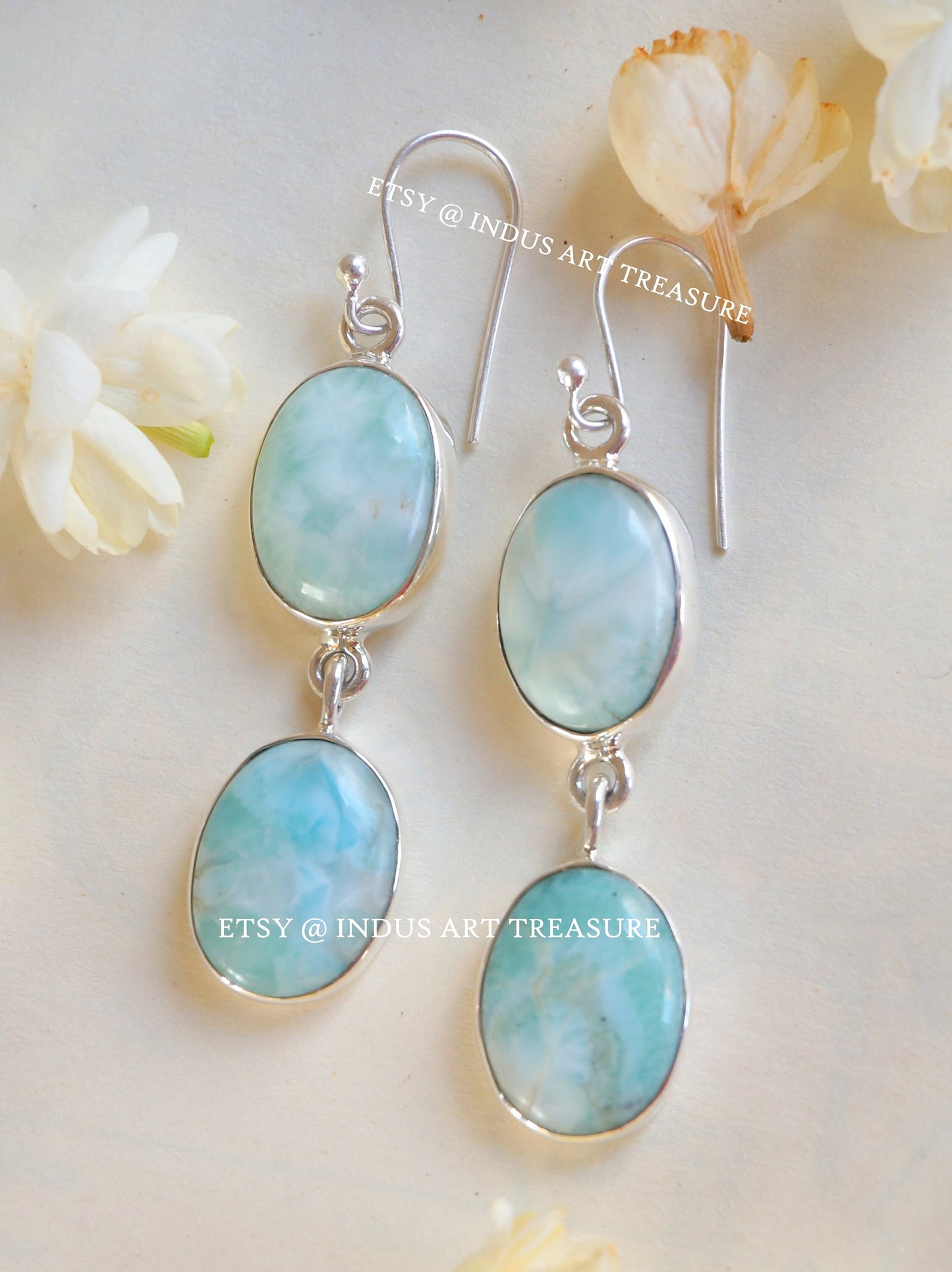 Larimar Long Dangle Earrings