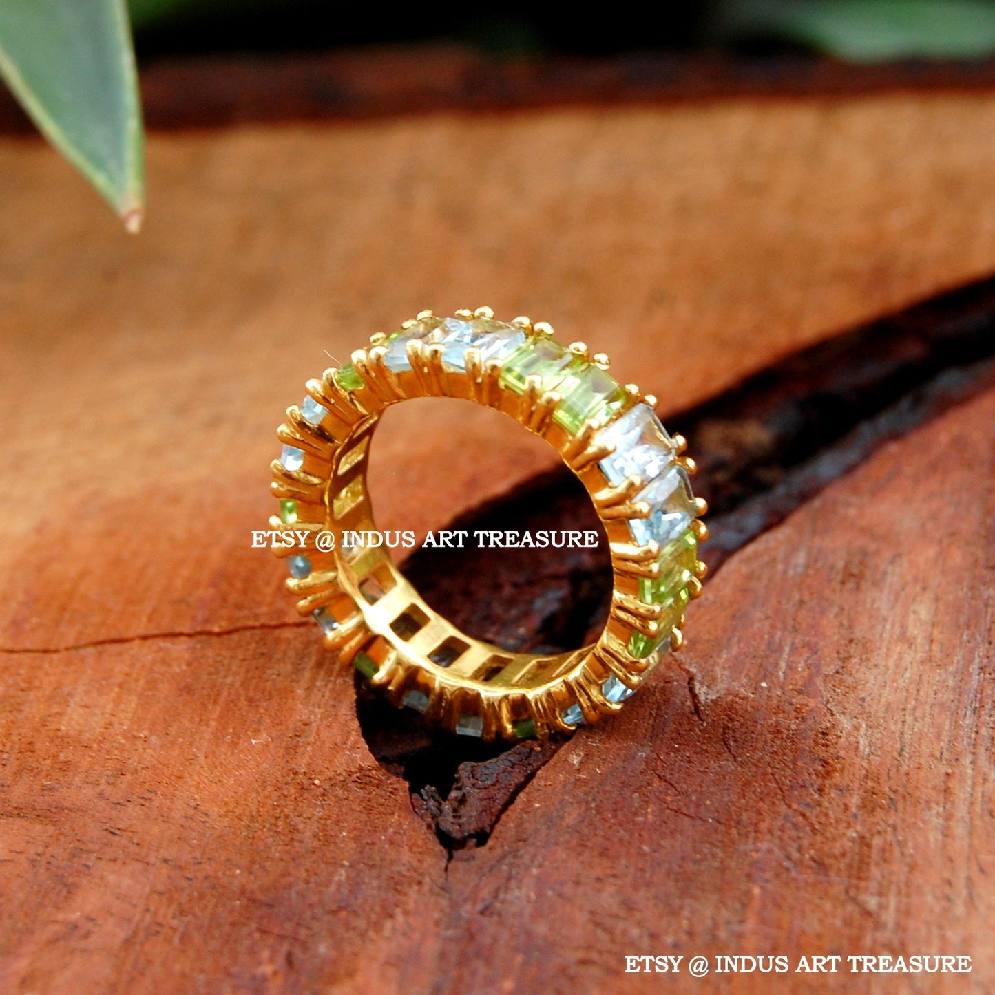 Moonstone - Peridot 18k Gold Plated Ring