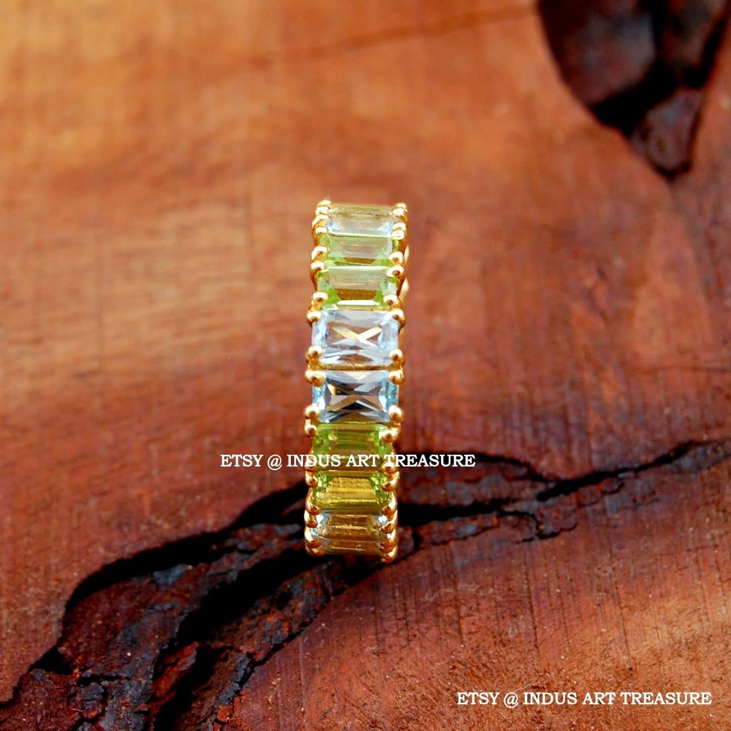 Moonstone - Peridot 18k Gold Plated Ring