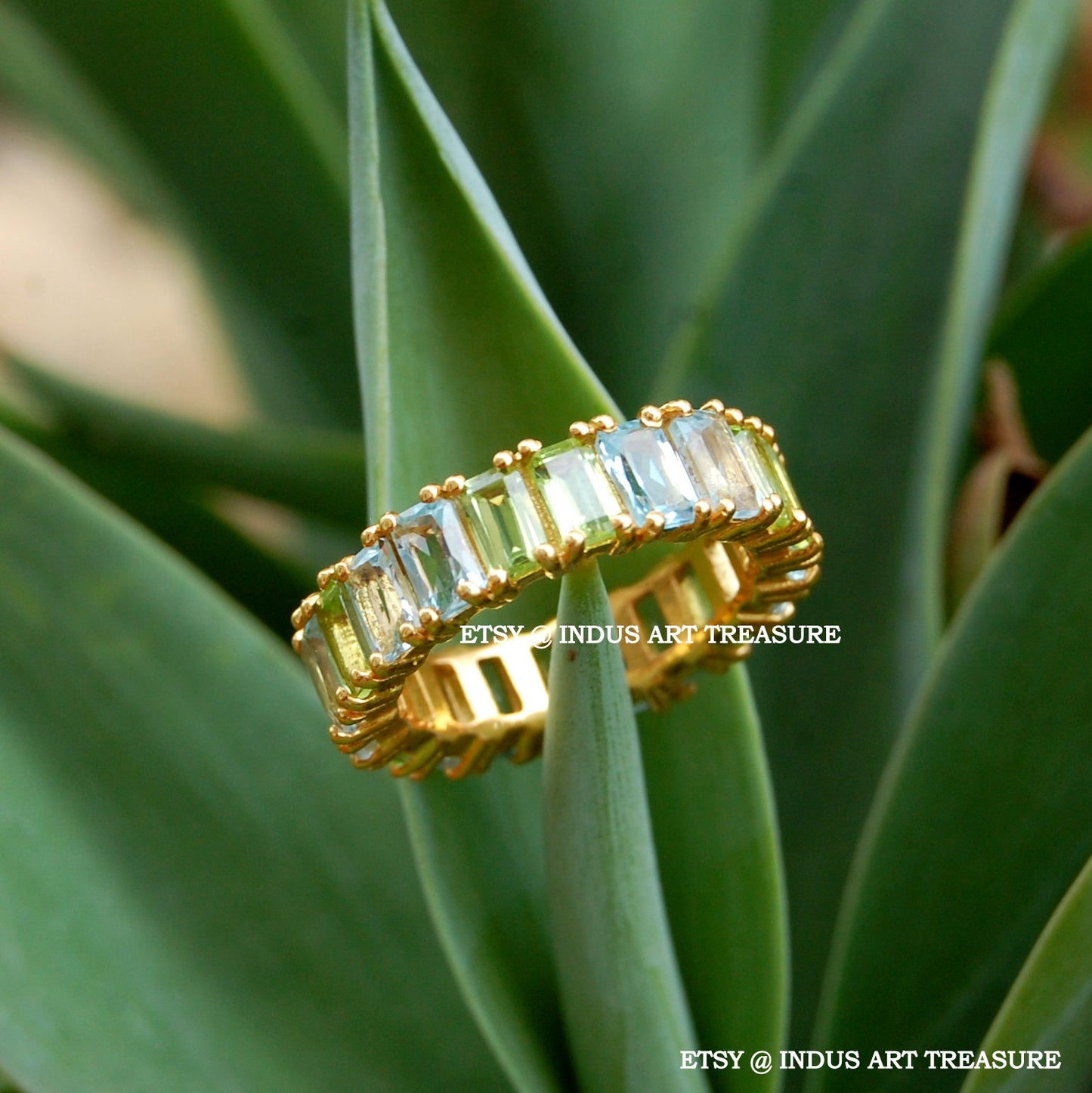 Moonstone - Peridot 18k Gold Plated Ring