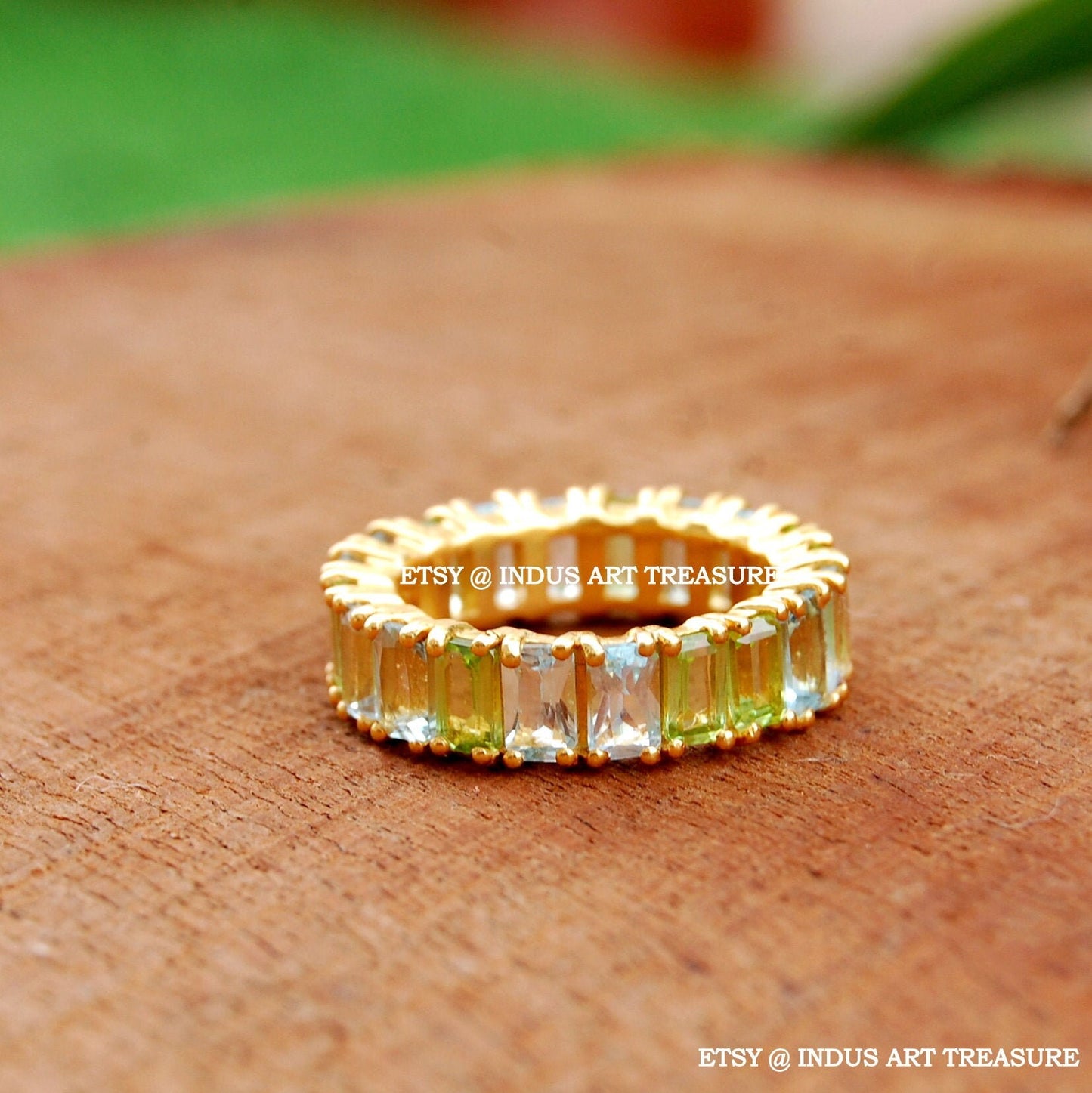 Moonstone - Peridot 18k Gold Plated Ring