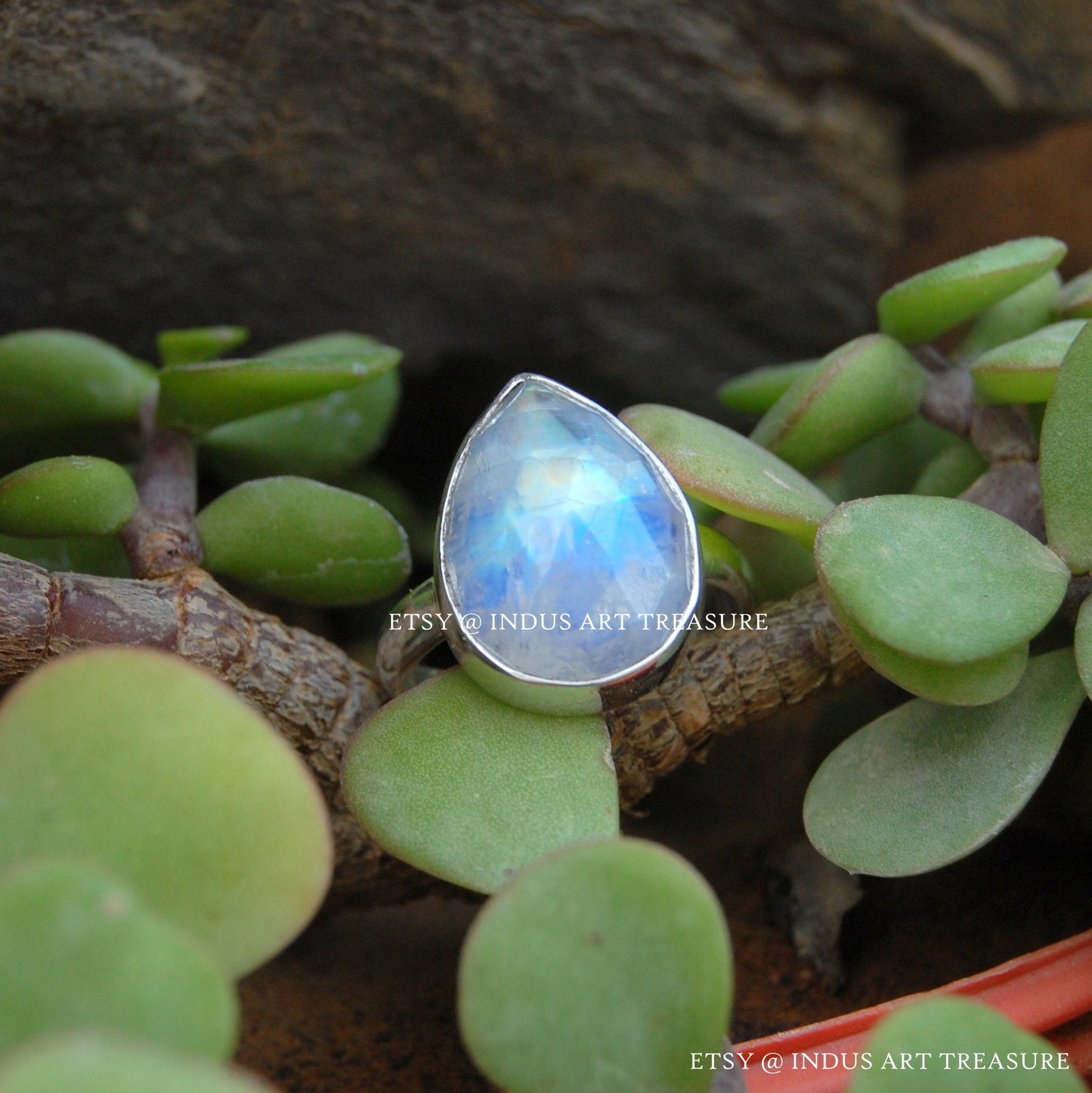 Rainbow Moonstone Ring